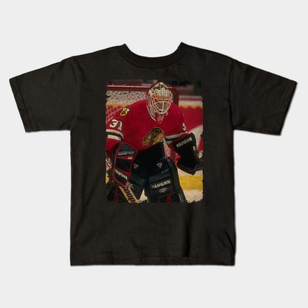 Jeff Hackett, 1995 in Chicago Blackhawks (2.47 GAA) Kids T-Shirt by Momogi Project